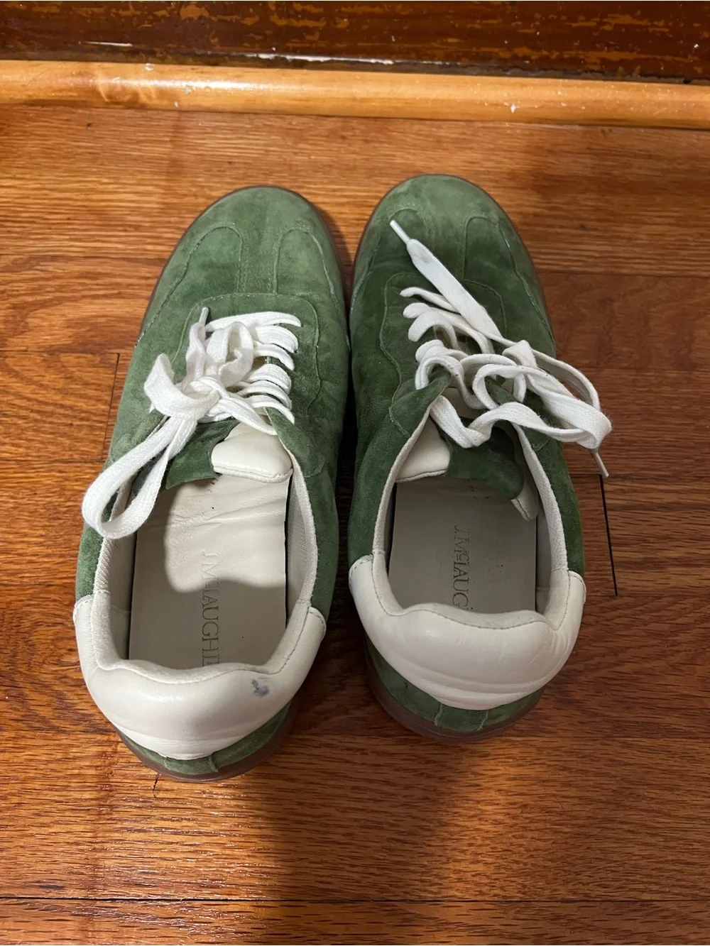 J. McLaughlin 7.5 Green Suede Casual Sneakers - White Laces